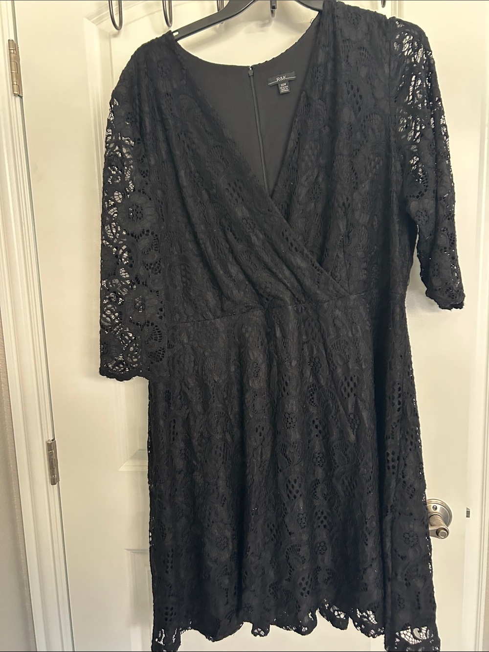 Ralph Lauren Black Lace Midi Wrap Dress - Elegant Surplice Style